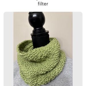 New Unisex Light Green Hand Knit Eco Organic Cotton Neck Warmer Snood OS